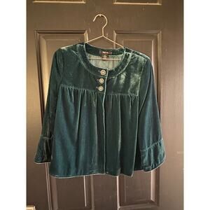 Style&Co Women's Eggplant Green Velvet Evening Jacket Blazer Size 8
